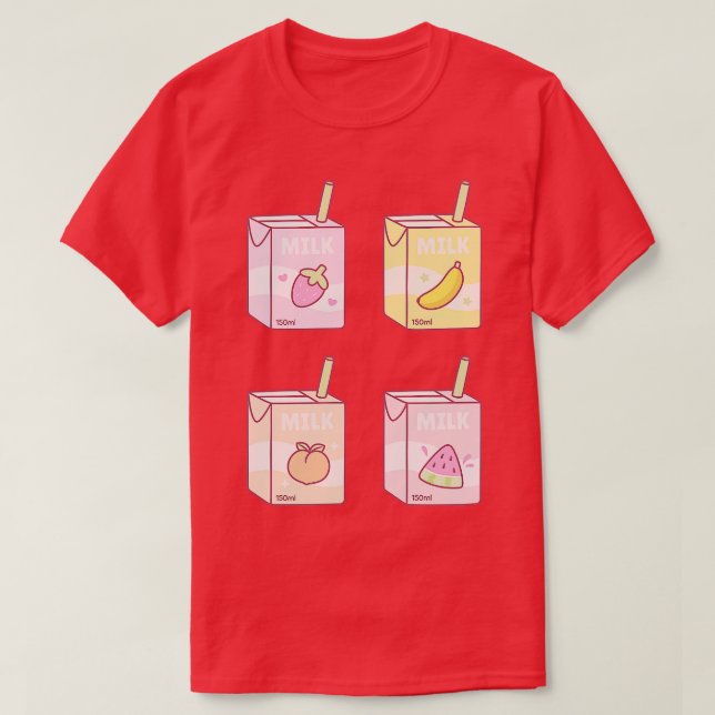 Assorted Fruits Flavoued Milk Boxes Doodle T-Shirt (Design Front)