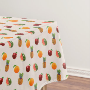 Assorted Fruits on Light Beige Tablecloth