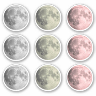 Assorted Full Moons Lunar Space Stickers