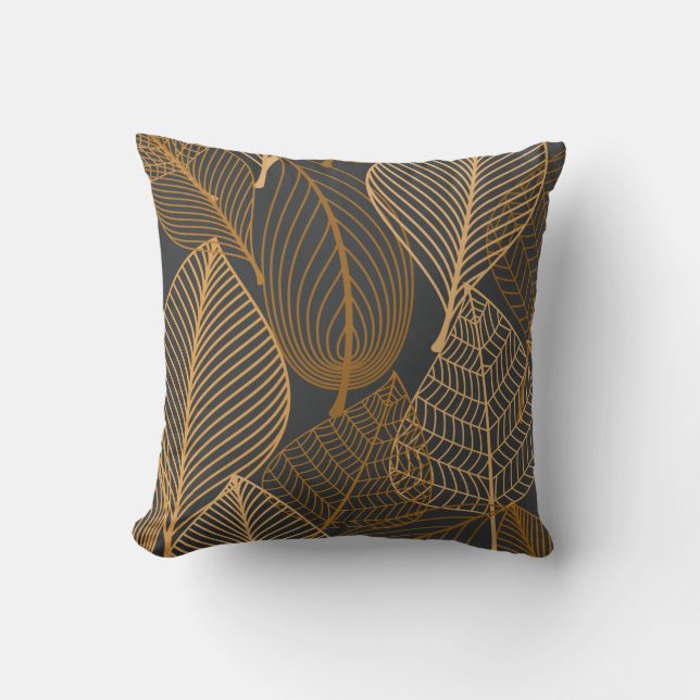 Assorted Gold Leaves Cushion (Front)