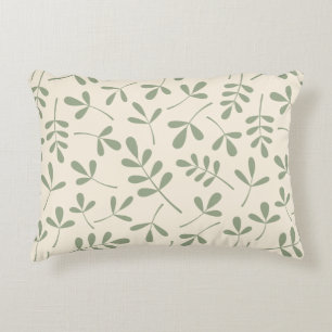 Assorted Green Leaves on Cream Pattern Decorative Cushion