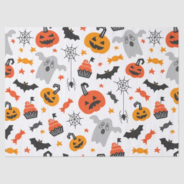 Assorted Halloween Symbols Pattern Tissue Paper (Front)