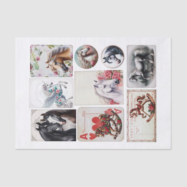 Assorted Horse-Themed Ephemera Fussy Cuts Tissue Paper (Front)