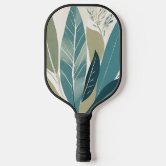 Assorted leaves in shades of green pickleball paddle