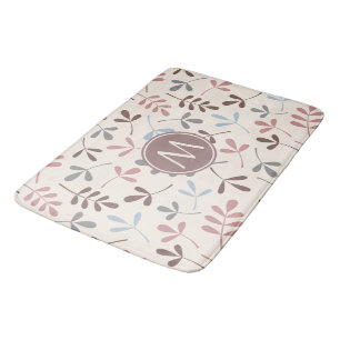 Assorted Leaves Pastel Colours Ptn (Personalised) Bath Mat