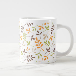 Assorted Leaves Pattern Retro Colours Large Coffee Mug