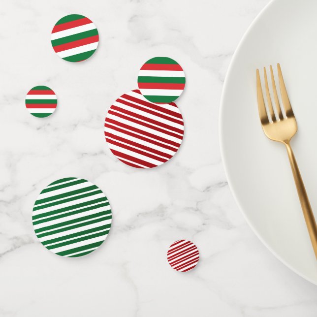 Assorted Mix Christmas Red Green Stripes Confetti (Group)