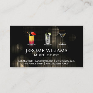 Assorted Mixed Drinks   Lights Backdrop Business Card