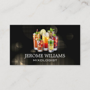 Assorted Mixed Drinks   Night Club Lights Backdrop Business Card