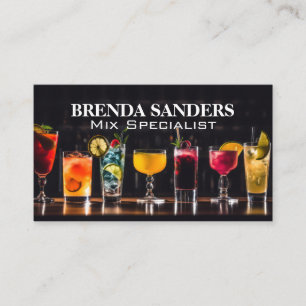 Assorted Mixed Drinks on Bar Top Business Card