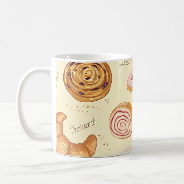 Assorted Pastries: Tasty Seamless Pattern. Coffee Mug (Left)