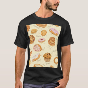 Assorted Pastries: Tasty Seamless Pattern. T-Shirt