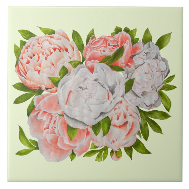 Assorted Peonies on a Ceramic Tile (Front)