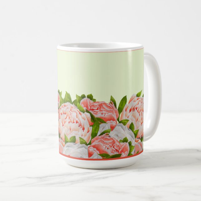 Assorted Peonies on a Classic Mug (Front Right)