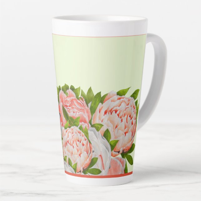 Assorted Peonies on a Large Latte Mug (Right Angle)