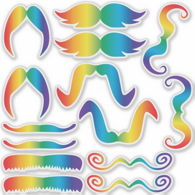Assorted Rainbow Moustache (Front)