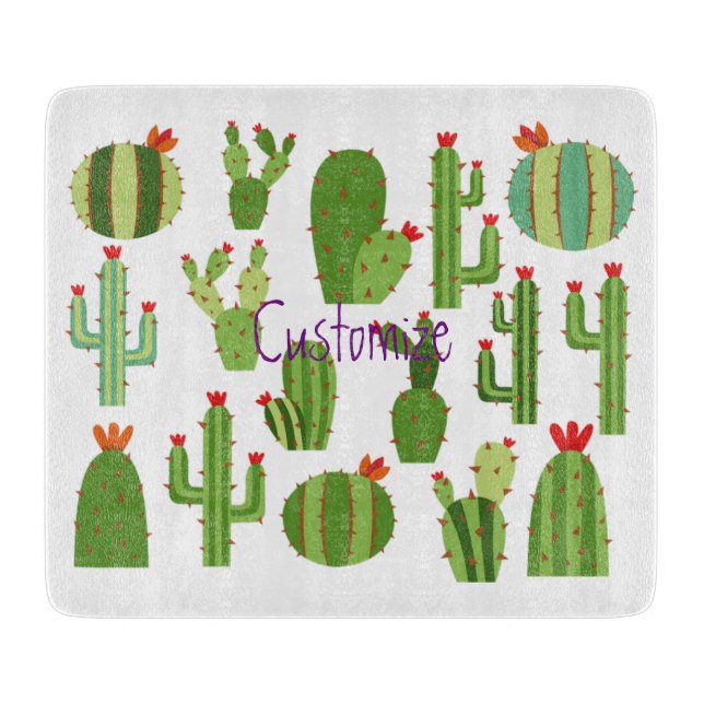 Assorted Red-flowered Cactus Plants Thunder_Cove Cutting Board (Front)