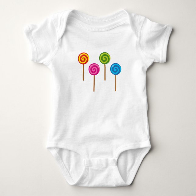 Assorted Spiral Colourful Lollipops Baby Bodysuit (Front)