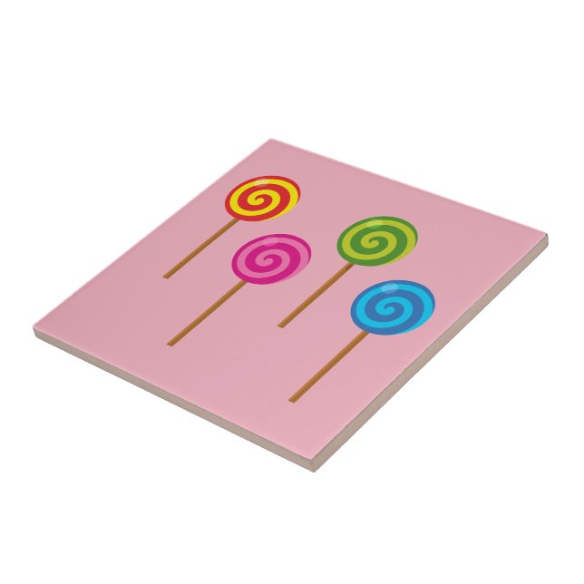 Assorted Spiral Colourful Lollipops Tile (Side)