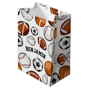 Assorted Sports All STAR Custom Text White Medium Gift Bag