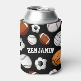Assorted Sports Player Custom Name Black Can Cooler