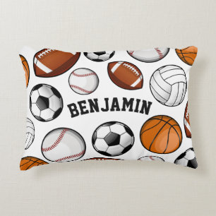 Assorted Sports Player Custom Name White Decorative Cushion