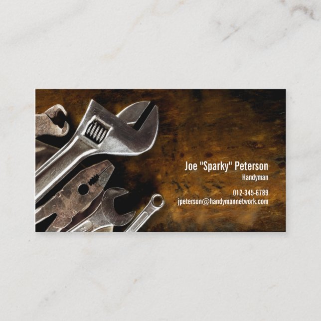Assorted Tools Orange Handyman Business Card (Front)
