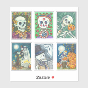 ASSORTED WHIMSY SKULL, SKELETON DEAD FOLK STICKERS
