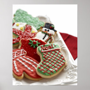 assortment of festive holiday cookies poster