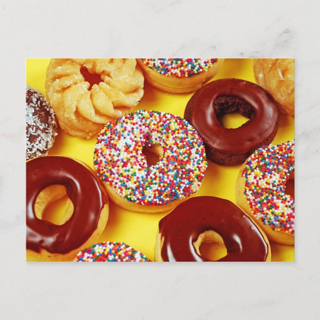 Assortment of fresh tasty doughnuts postcard (Front)
