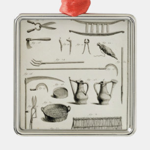 Assortment of gardening tools, from the 'Encyclope Metal Tree Decoration