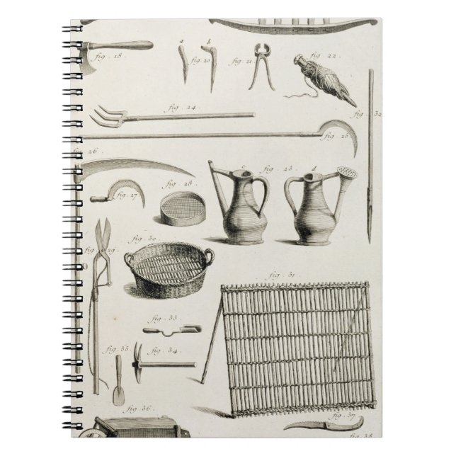 Assortment of gardening tools, from the 'Encyclope Notebook (Front)