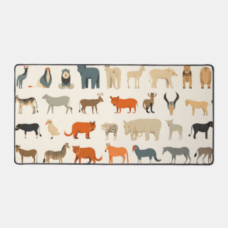 Assortment of imaginary animals desk mat
