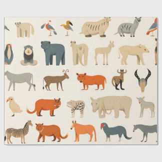 Assortment of imaginary animals wrapping paper