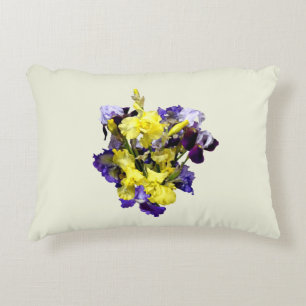 Assortment of Irises Yellow and Purple Decorative Cushion