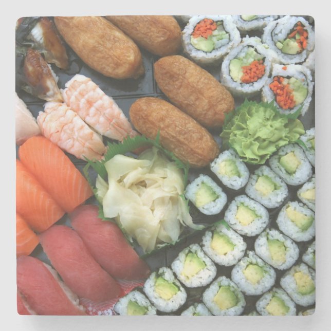 Assortment of Japanese sushi favourites Stone Coaster (Front)