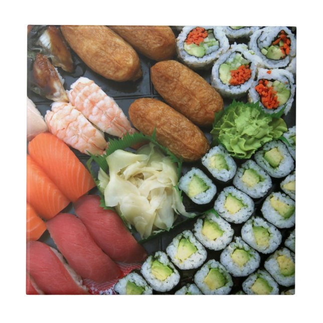 Assortment of Japanese sushi favourites Tile (Front)