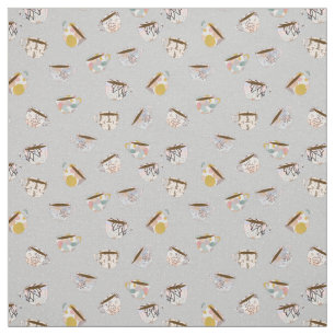 Assortment of Tea and Coffee Cups on Grey Fabric