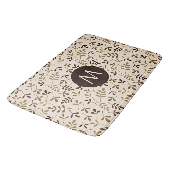 Asstd Leaves Gld Brwns Crm Rpt Ptn (Personalized) Bath Mat (Angled)