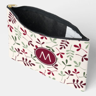 Asstd Leaves Pattern Reds Grns Crm (Personalised) Accessory Pouch