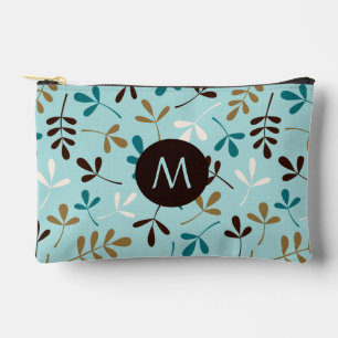 Asstd Leaves Teals Crm Gld Brwn Ptn (Personalised) Accessory Pouch