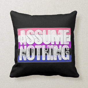Assume Nothing Genderfluid Pride Flag Cushion
