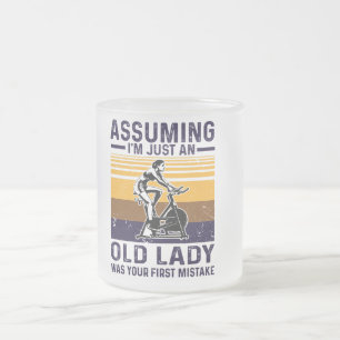 assuming i am an just old lady frosted glass coffee mug