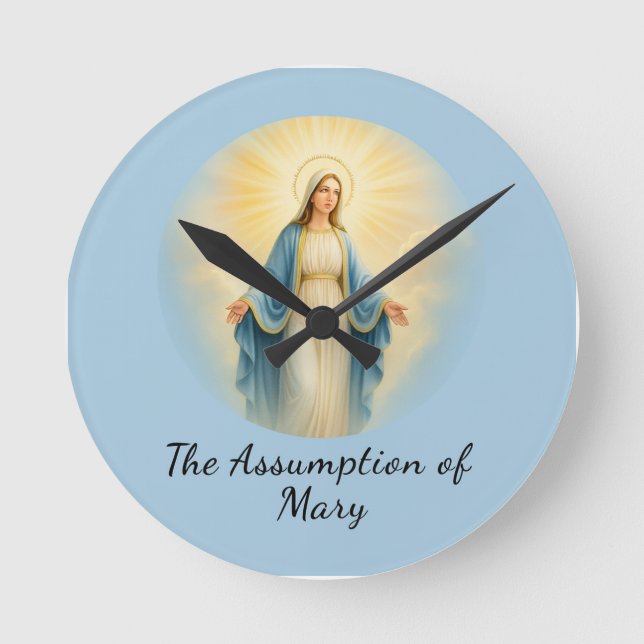 Assumption of Mary Catholic Saint  Round Clock (Front)