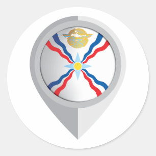 Assyria Pin Location Flag  Classic Round Sticker