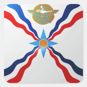 Assyria square glossy flag square sticker