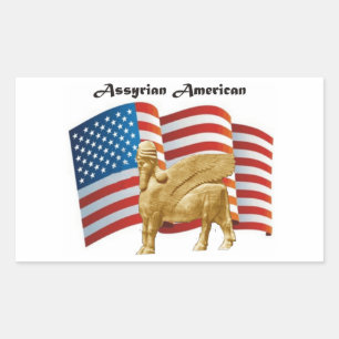 Assyrian American Winged Bull USA Flag Rectangular Sticker
