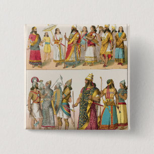 Assyrian Dress, from 'Trachten der Voelker', 1864 15 Cm Square Badge