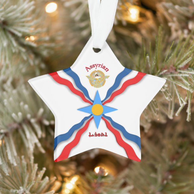 Assyrian Flag Acrylic Ornament, Star Ornament (Tree)