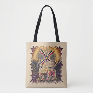 Assyrian Flag And Lamassu Tote Bag